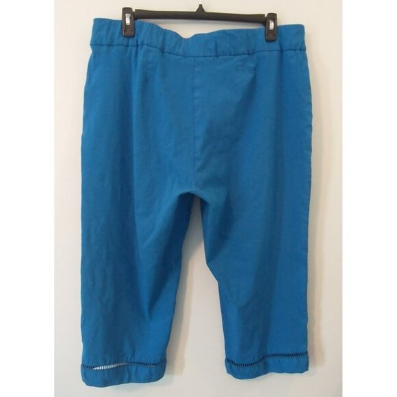 EMALINE Women's Cropped Pants Straight Leg Stretch Capri Royal Blue - 18W - Picture 4 of 6